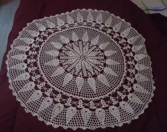 round crochet doily for handmade table in white cotton 1 m