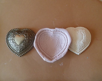 silicone mold heart stylizes chabby chic gm for wepam fimo clay