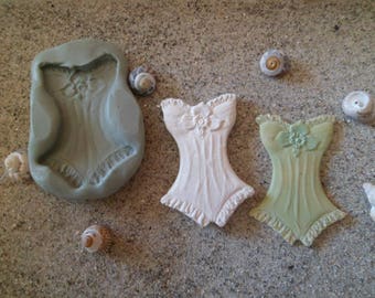 Siliconen mal bustier/guepiere met bloem voor fimo wepam