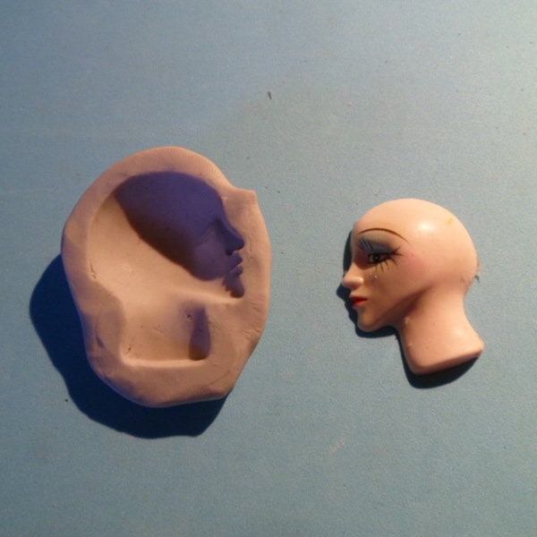 moule silicone visage de femme nu  style annees 30 pour fimo wepam