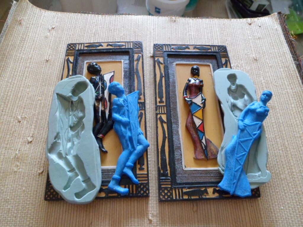 African man and woman silicone molds for fimo wepam; clay