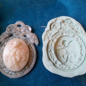 silicone mold angel eros on cabochon with knots and flowers for fimo wepam