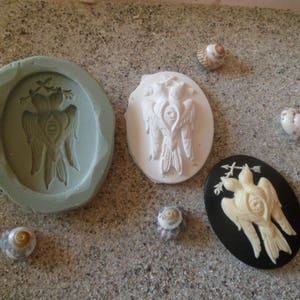 silicone mold cameo gothic bird with two heads for fimo wepam
