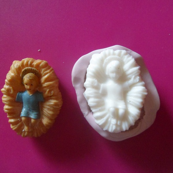 moule silicone enfant jesus dans la paille  pour fimo wepam argile