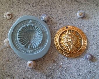 silicone mold inca sun medallion for fimo wepam; clay