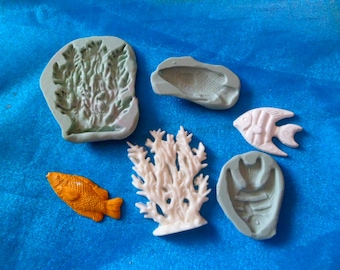 silicone molds coral branch and fish for fimo wepam