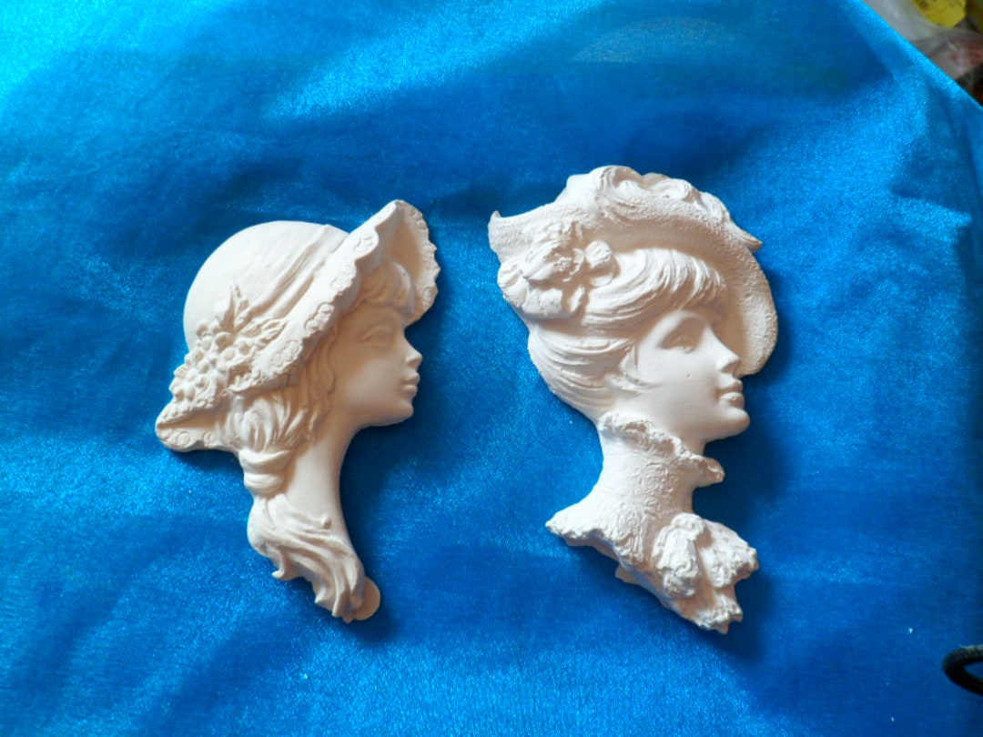 Shabby Chic White Plasters Busts of Women in Resin Plaster to Paint Etsy