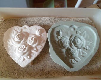 moule silicone  shabby chic coeur  aux roses gm   pour fimo wepam argile