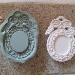 silicone mold oval frame photo holder with bow and leaves for fimo wepam