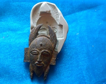 silicone mold old African mask for fimo wepam; clay