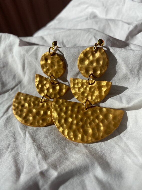 BETTY in hammered Gold Gold Textured Abstract Handmade Polymer