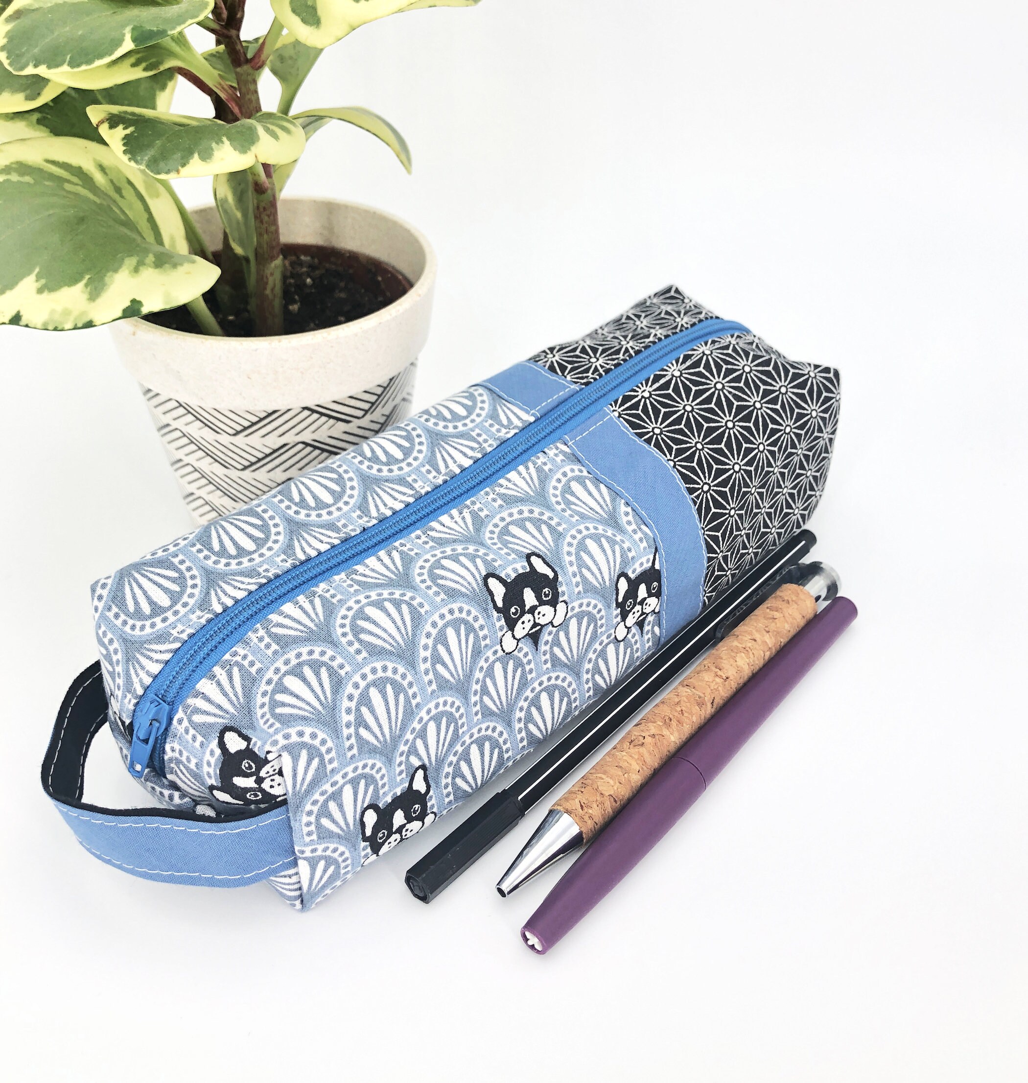 Trousse d'école - Bleu et Noir Petits Bouledogues