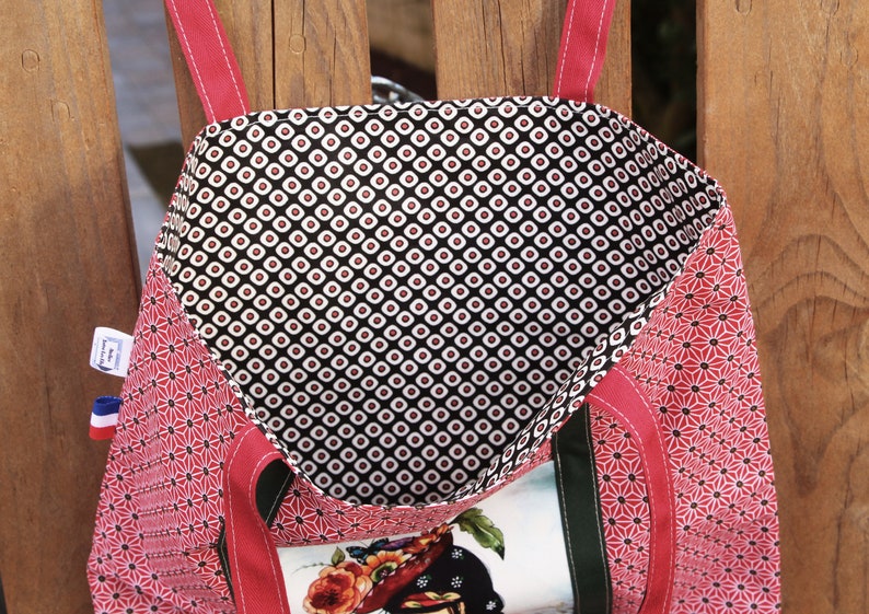 Totebag reversible red tones cotton and cotton coated