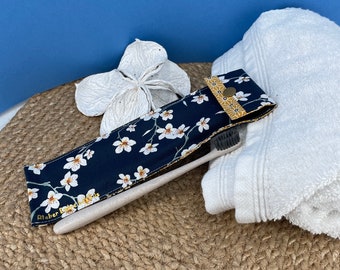 Pochette imperméable brosse à dents coton et coton enduit, bleu nuit