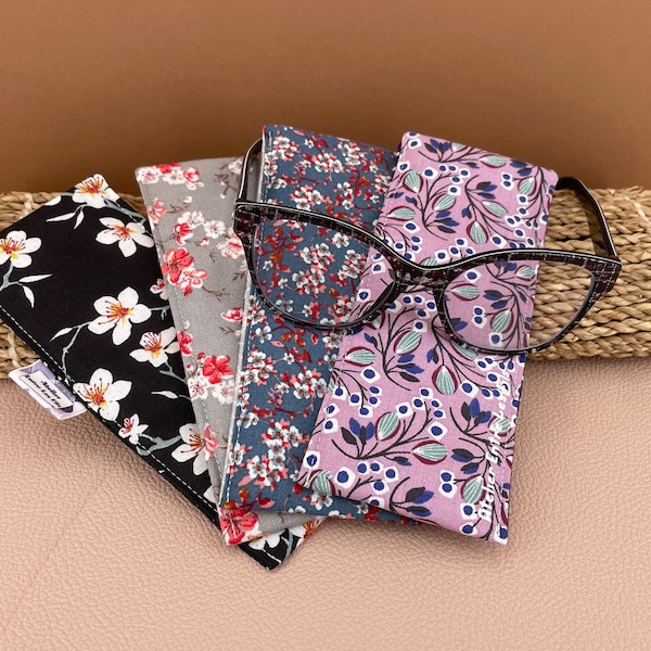 Etui housse pochette à lunettes en tissu molletonnage souple pour lunettes de vue ou lunettes de soleil