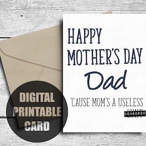 Alleenstaande vader Moederdagkaart, afdrukbaar, gelukkige Moederdag vader, Moederdagcadeau voor papa, grappige Moederdag voor papa, vader alleenstaande ouder