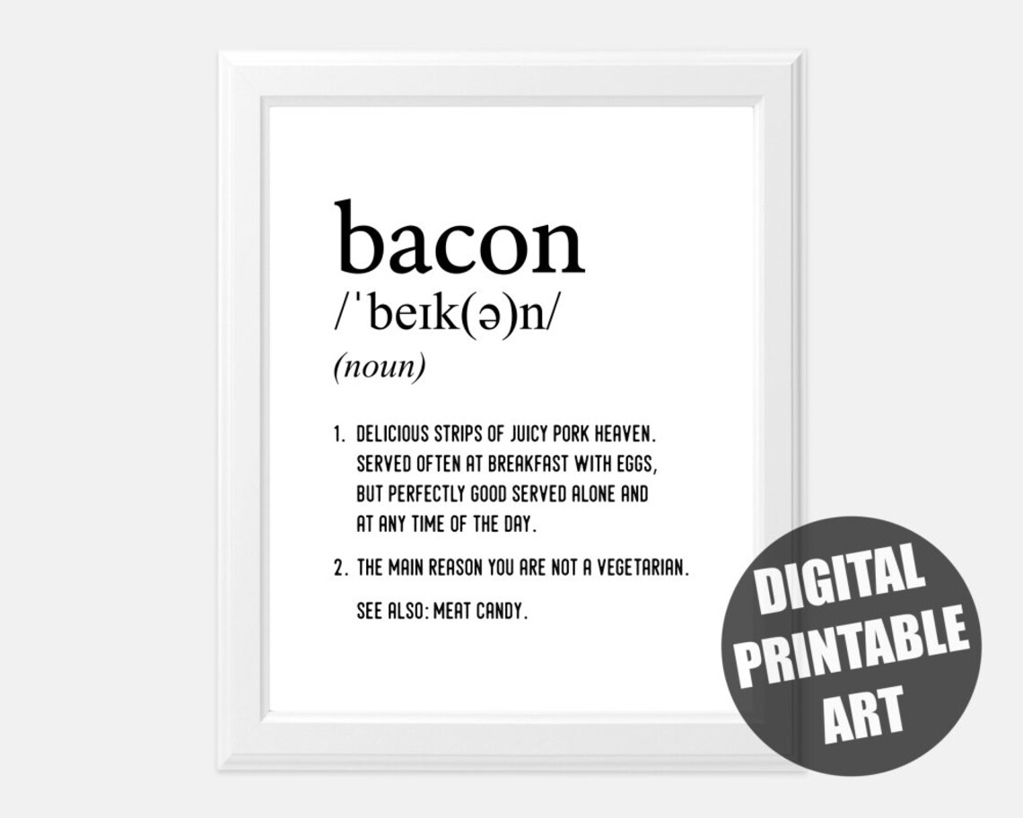Definition Print Bacon Printable Bacon Poster Bacon Etsy