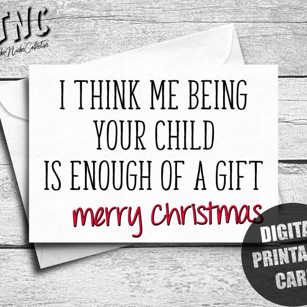 Funny Christmas Card For Mom, Printable, Dad Christmas Card, Parents Christmas Card, Snarky Holiday Card, Merry Xmas, From Son, Daughter