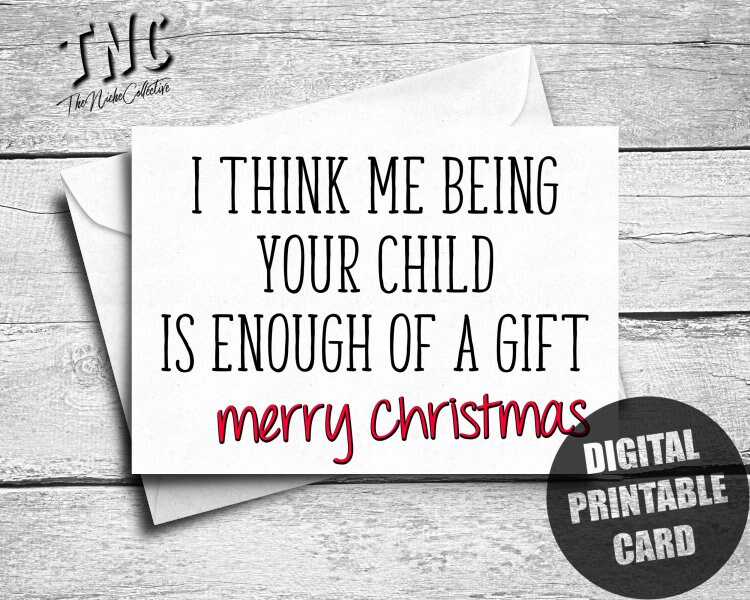 Funny Christmas Card for Mom, Printable, Dad Christmas Card, Parents