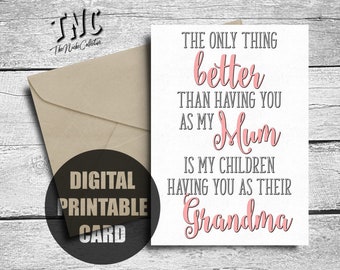 Printable Mother's Day Card, Pregnancy Announcement New Grandma, Birthday Card For Mum, From Daughter, Happy Mother's Day, Digital Download