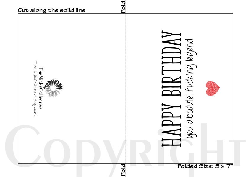 Funny Birthday Card for Him, Printable, Happy Birthday You Legend ...