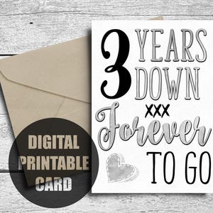 Biglietto di auguri per il terzo anniversario / Stampabile / Terzo anniversario / 3° anniversario / 3 anni insieme / Biglietto di auguri per il terzo anniversario di matrimonio / 3 anni dopo