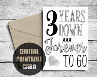 3rd Anniversary Card | Printable | Third Anniversary | 3 Year Anniversary | 3 Years Together | 3rd Wedding Anniversary Card | 3 Years Down