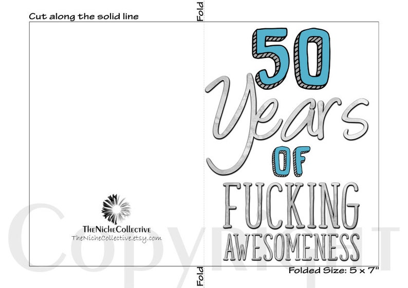 Funny 50th Birthday Card Printable Fiftieth Birthday | Etsy