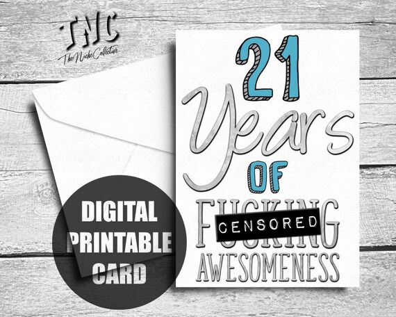 21st Birthday Card Printable Funny 21 Birthday Card For Him | Etsy