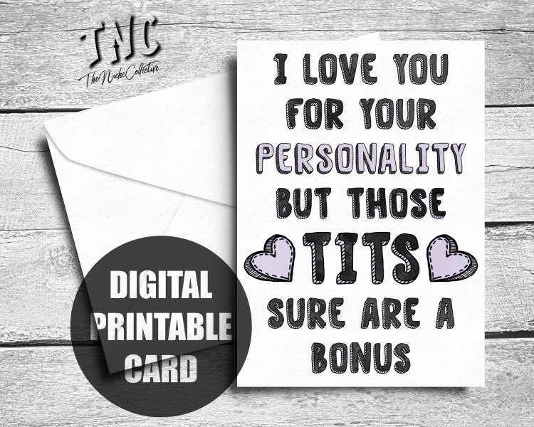 Funny Valentines Card for Her, Printable, Naughty Birthday Card Wife ...
