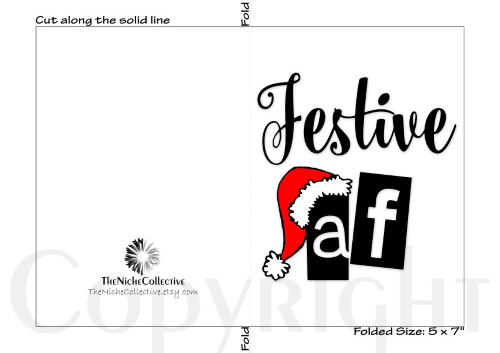 Funny Christmas Card Printable Festive AF Card Sarcastic - Etsy