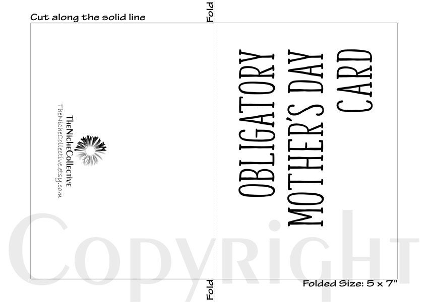Funny Mother's Day Card, Printable, Obligatory Happy Mother's Day ...