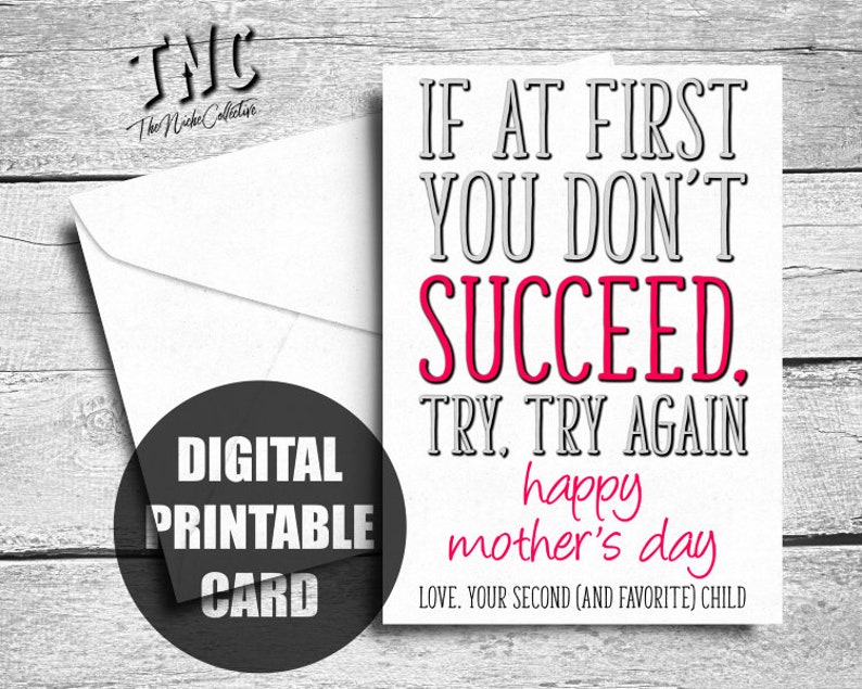 Printable Mother S Day Card Second Child Funny Happy Etsy Printable Mother S Day Card Second Child Funny Happy Etsy