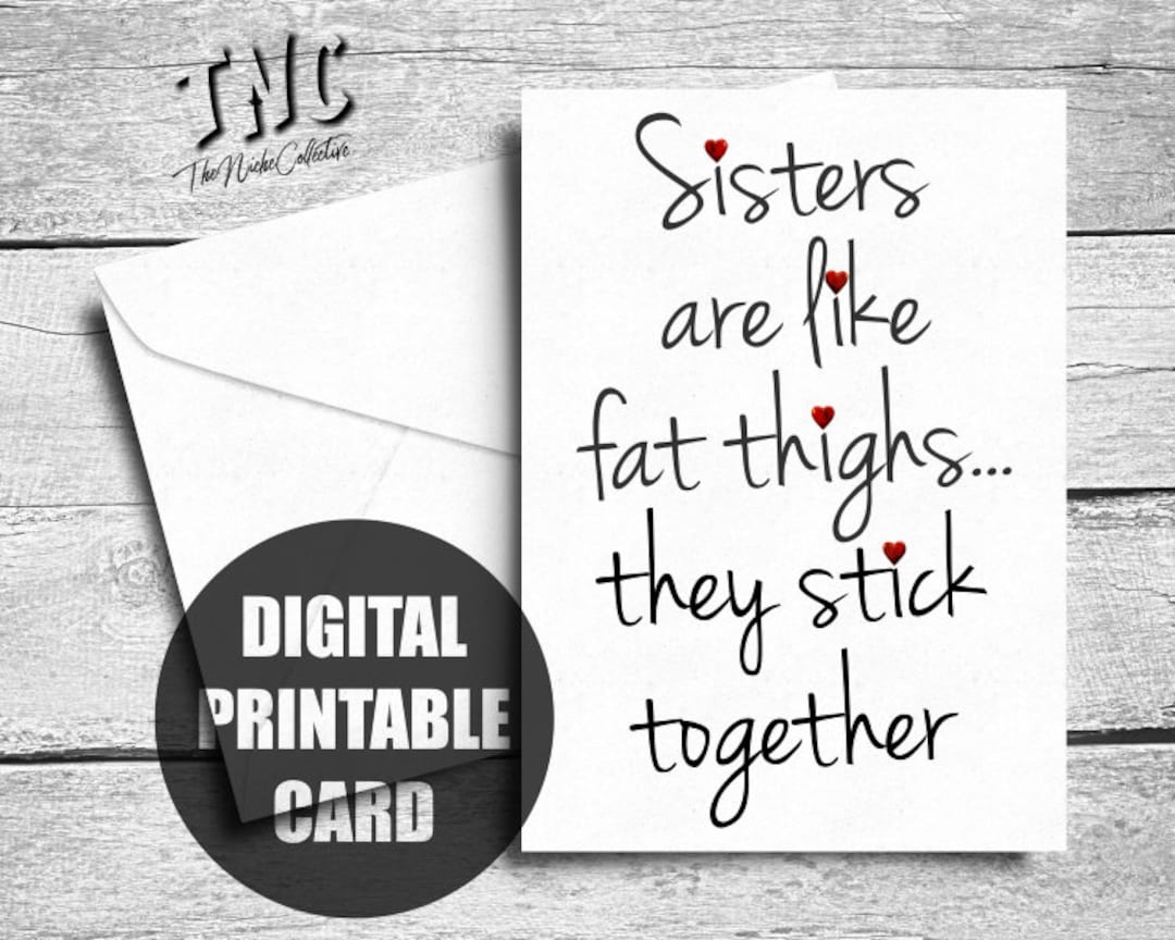Funny Sister Birthday Card, Printable, Sorority Sister Gift, Cute Happy ...