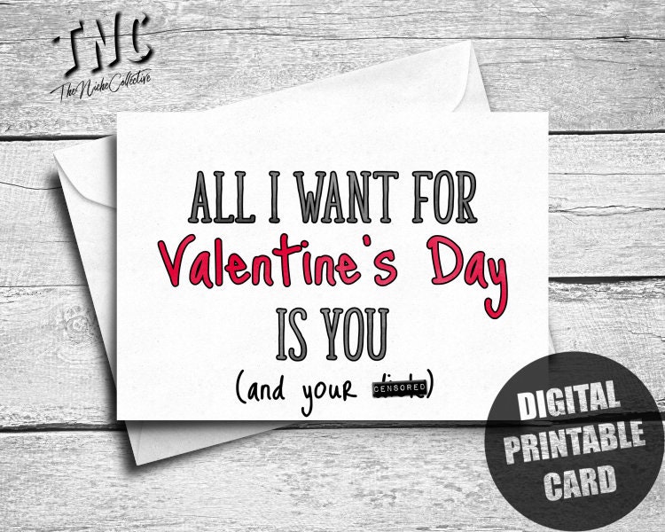 Naughty Valentine's Day Card for Him, Printable, Funny Adult Gift for ...