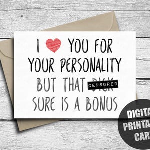 Naughty Valentines Day Card For Him, Printable Boyfriend Birthday Card, Funny Anniversary Card For Husband, I Love You, Adult Valentine Gift