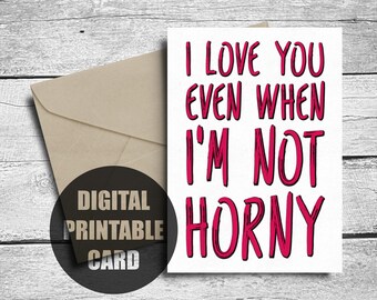 Roligt årsdagskort, utskrivbart, alla hjärtans dag-kort för vuxna till honom, sexigt födelsedagskort, styggt jag älskar dig-kort till henne, digital nedladdning