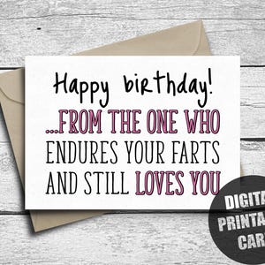 Cartão de aniversário de peido para ele, para ela, para impressão, cartão de aniversário engraçado para namorado, feliz aniversário, para esposa, cartão de aniversário para marido, download digital