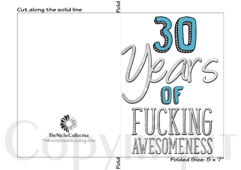 Thirtieth Birthday Funny 30th Birthday Card 30 Birthday Card 30th Birthday Card Friend 30th Birthday Card Him Download Printable