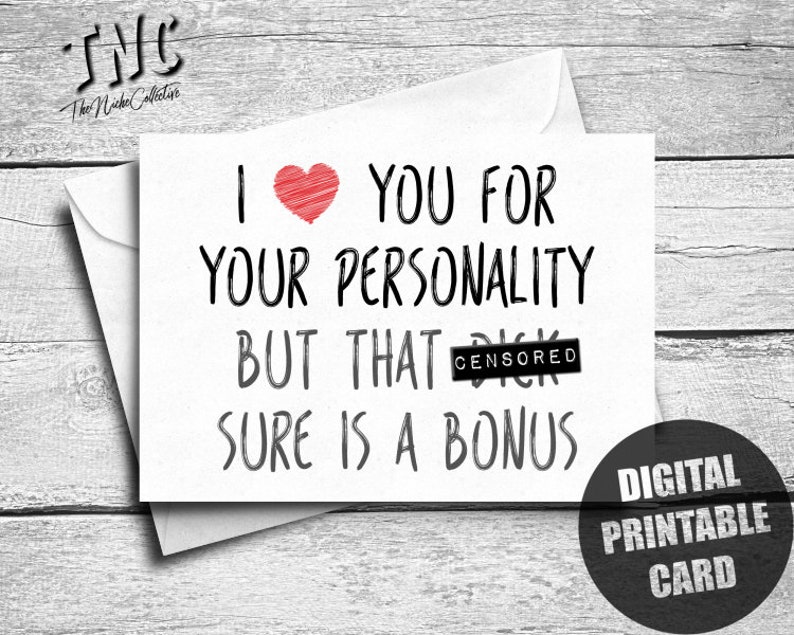 Boyfriend Birthday Card, Printable, Anniversary Card For Husband, Naughty Card For Him, Funny Adult Card, I Love You For Your Personality 