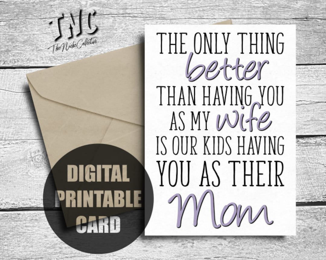 Wife Mother's Day Card From Husband, Printable, Happy Birthday Card Wife, Anniversary Card for Wife, Pregnant New Mom, Valentines Card Wife - Etsy