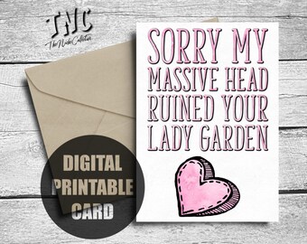 Funny Mother's Day Card, Printable, Rude Birthday Card For Mom, From Daughter, First Baby, Sarcastic, Lady Garden, Vagina, Digital Download