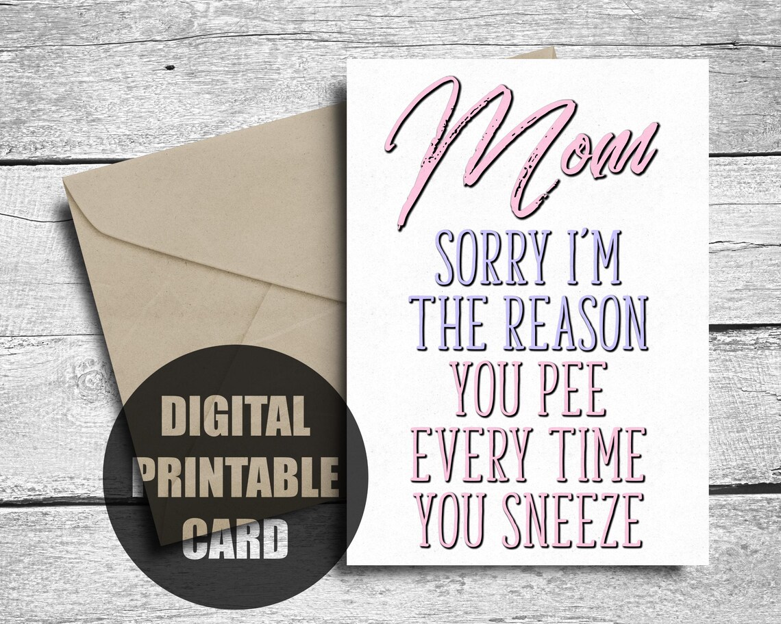 Funny Mother's Day Card, Printable, Birthday Card for Mom, From ...