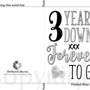 3rd Anniversary Card | Printable | Third Anniversary | 3 Year ...