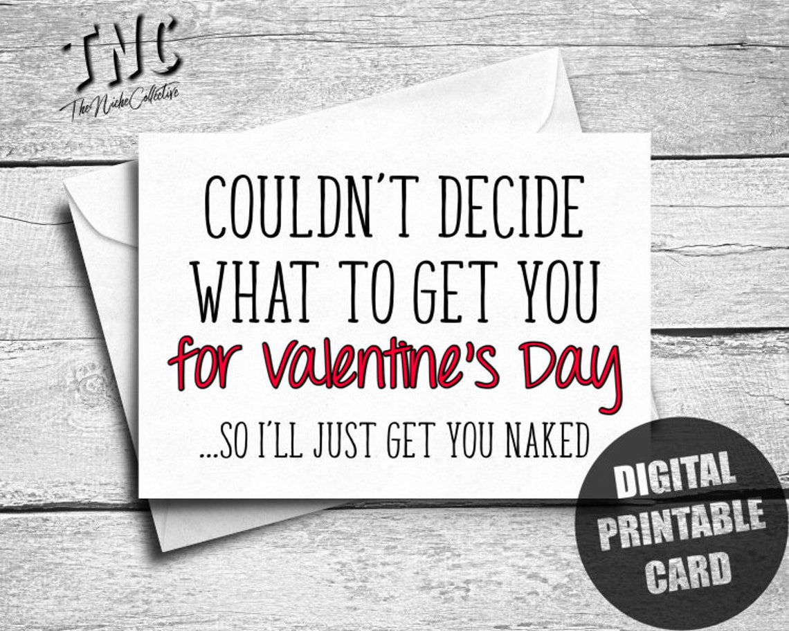 Naughty Valentines Day Card for Him, Printable, Funny Gift for ...