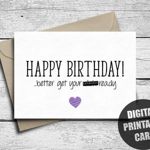 Biglietto di auguri di compleanno sessuale per lui, stampabile, biglietto di auguri di compleanno per fidanzato, biglietto di auguri di compleanno sporco per marito, buon compleanno cattivo, biglietto divertente per adulti