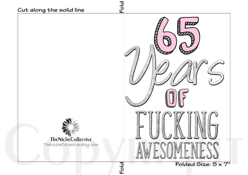 65th Birthday Card for Her Printable 65 Years of - Etsy
