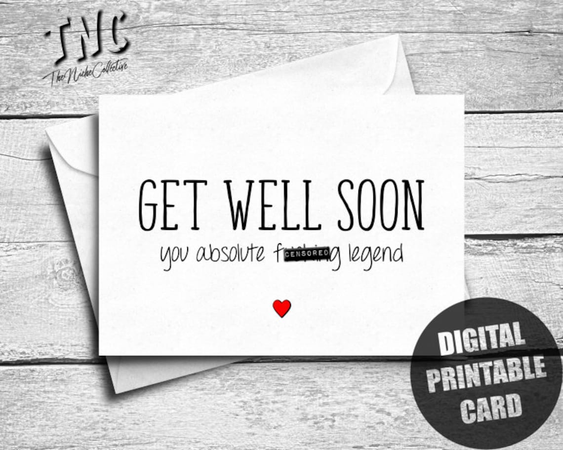 Get Well Soon Card, Printable, Funny Get Well Soon Gift, Digital ...