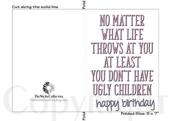 5 X 7 Funny Birthday Card For Mom With Matching Envelope