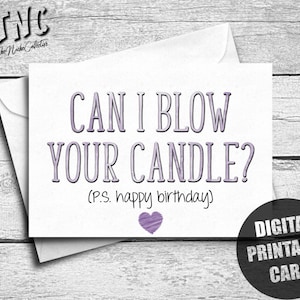 Carte d'anniversaire coquine copain | Imprimable | Carte d'anniversaire sale pour lui | Carte d'anniversaire sexy mari | Carte drôle de joyeux anniversaire | Bougie